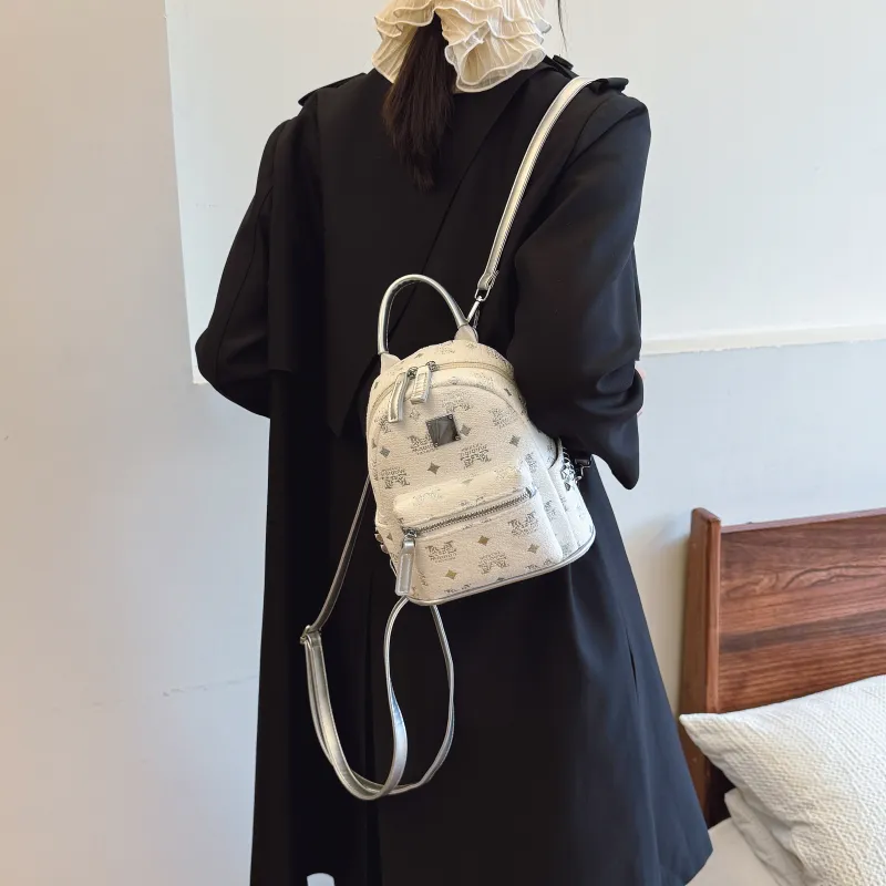 ROUNDOT PU Backpack Women's White/Coffee/Black-13