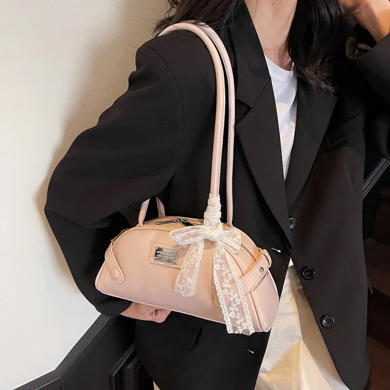 ROUNDOT PU Handbag Shoulder Bag Regular Women's Ecru/Black/Coffee/Blue/Pink-33