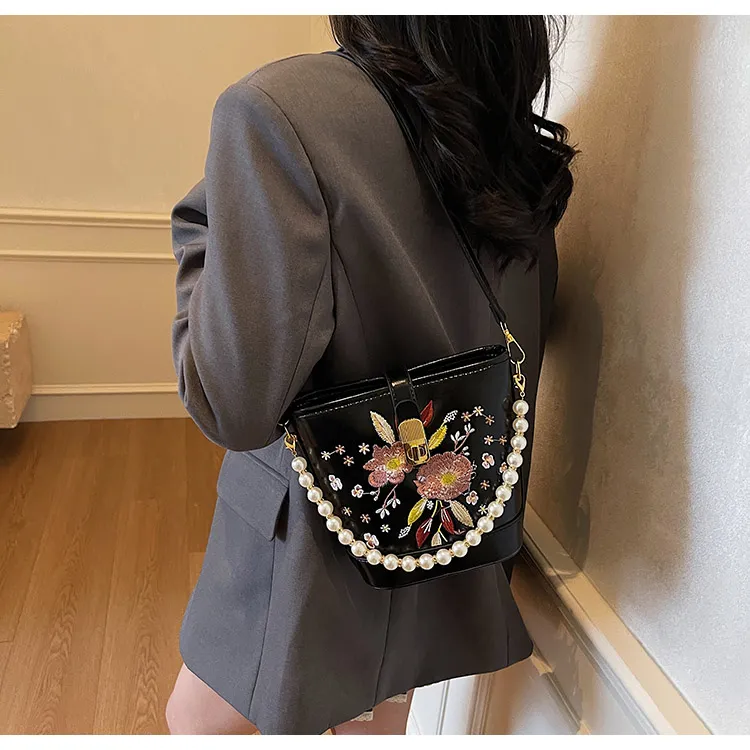 ROUNDOT PU Crossbody One Shoulder Handbags Women's Ecru Black/Pink/Burgundy-11