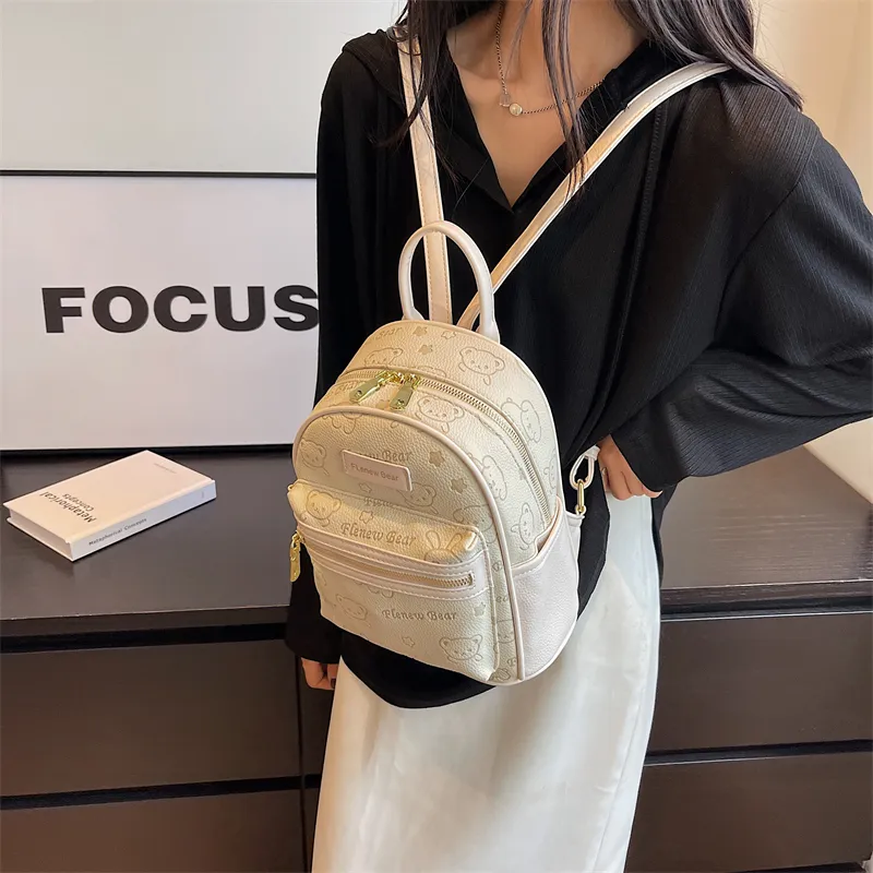 ROUNDOT PU Backpacks Backpack Regular Women's Ecru/Black/Blue/Pink/Brown-4