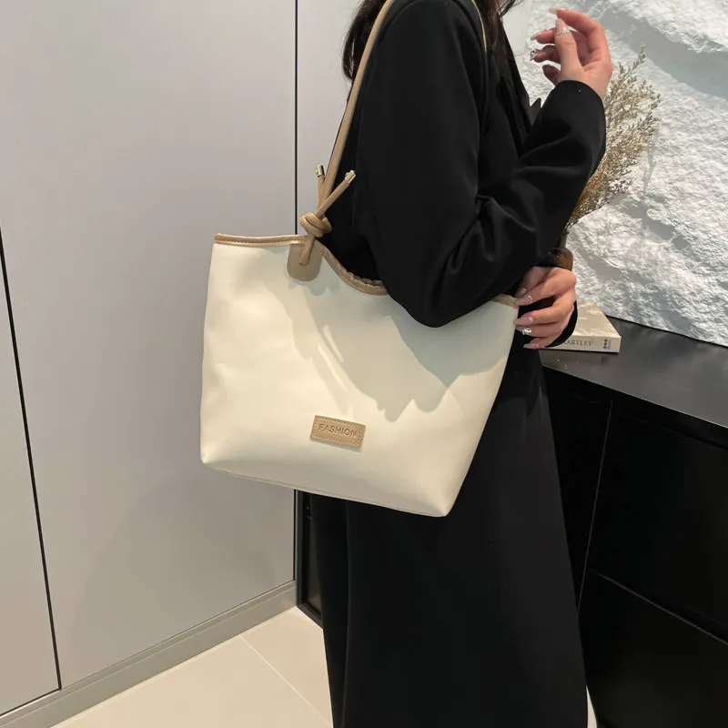 ROUNDOT PU Tote Bag Shoulder Bag Regular Women's White/Black/Khaki/Brown-2