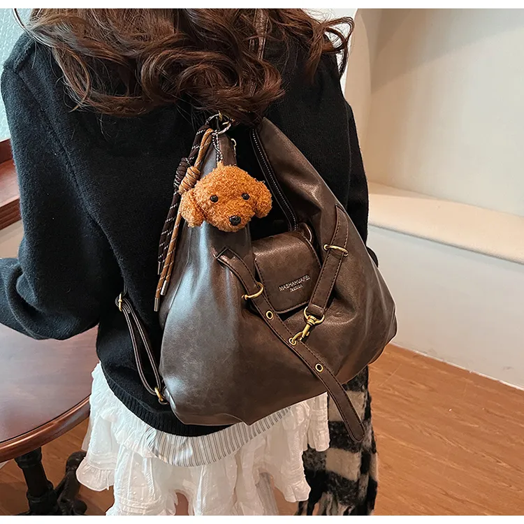 ROUNDOT PU Shoulder Bag Regular Women's Coffee/Brown/Black-6