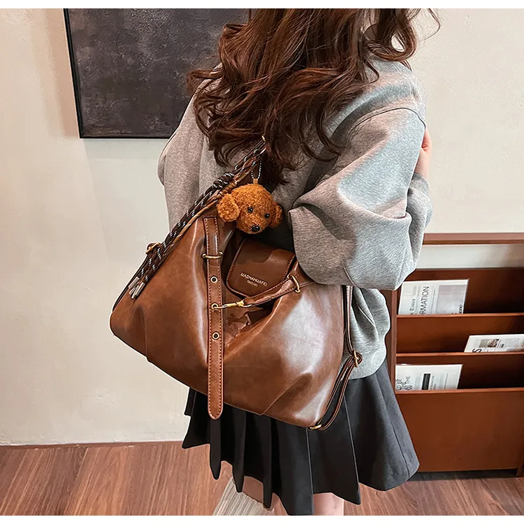 ROUNDOT PU Shoulder Bag Regular Women's Coffee/Brown/Black-9