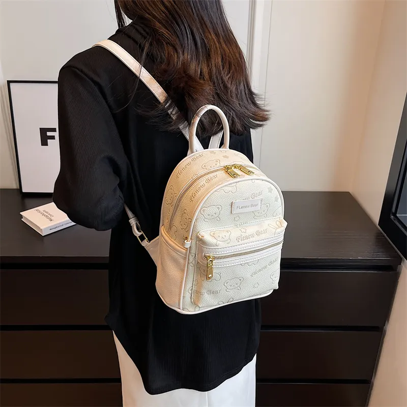 ROUNDOT PU Backpacks Backpack Regular Women's Ecru/Black/Blue/Pink/Brown-2