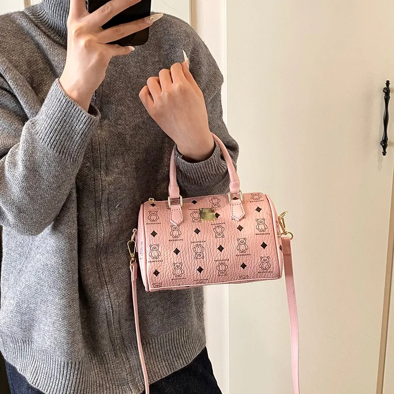 ROUNDOT PU Crossbody Handbags Women's Black/Yellow/Beige/Pink-19
