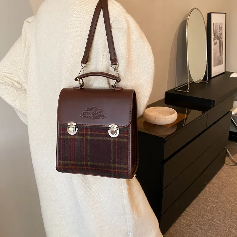 ROUNDOT PU Handbag Shoulder Bag Backpack Regular Women's Khaki/Coffee/Brown-16