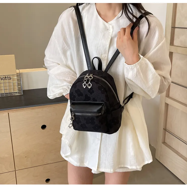 ROUNDOT PU Backpack Regular Women's Ecru/Black/Pink-8