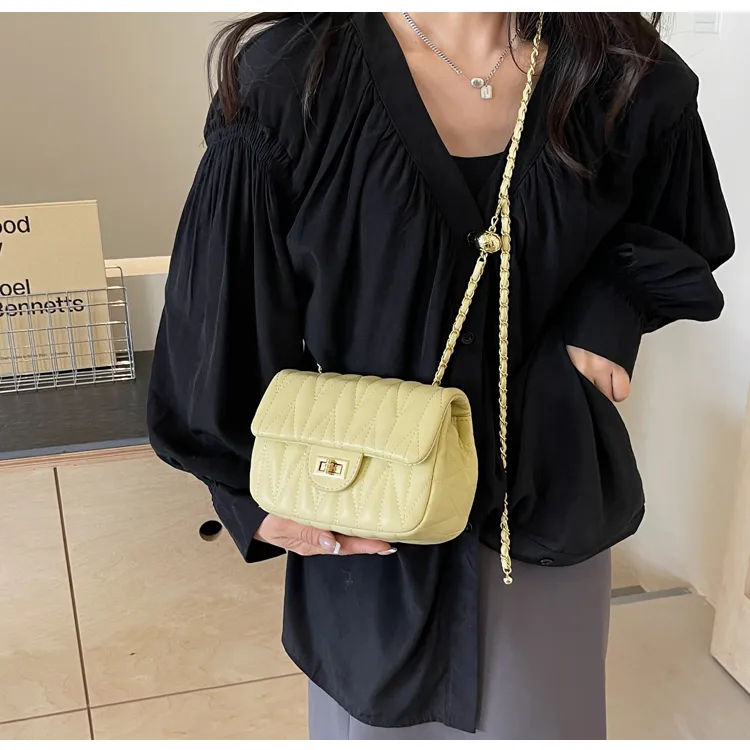ROUNDOT PU Crossbody Bag Women's Ecru/Black/Yellow/Pink-27