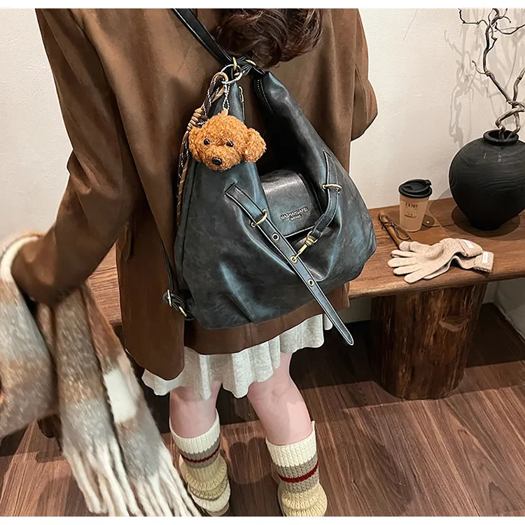 ROUNDOT PU Shoulder Bag Regular Women's Coffee/Brown/Black-19
