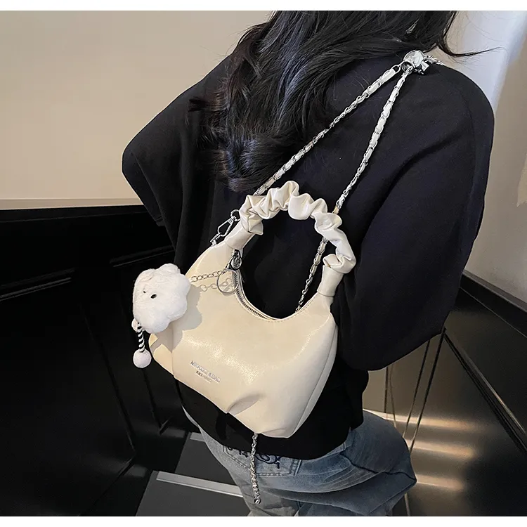 ROUNDOT PU Crossbody One Shoulder Handbags Regular Women's White/Ecru/Black/Pink-12