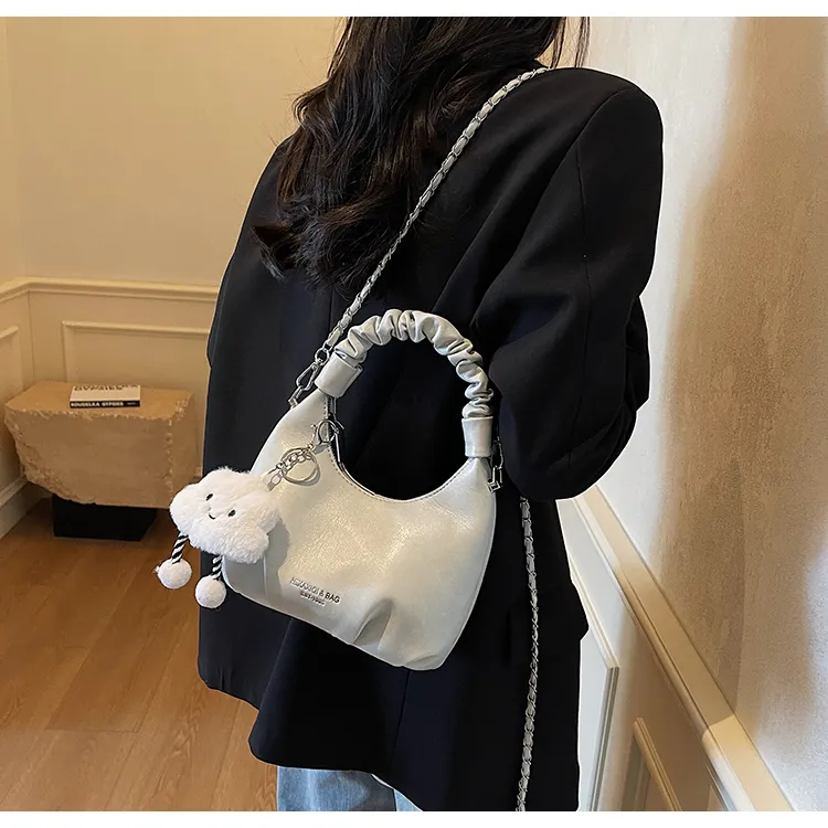 ROUNDOT PU Crossbody One Shoulder Handbags Regular Women's White/Ecru/Black/Pink-2