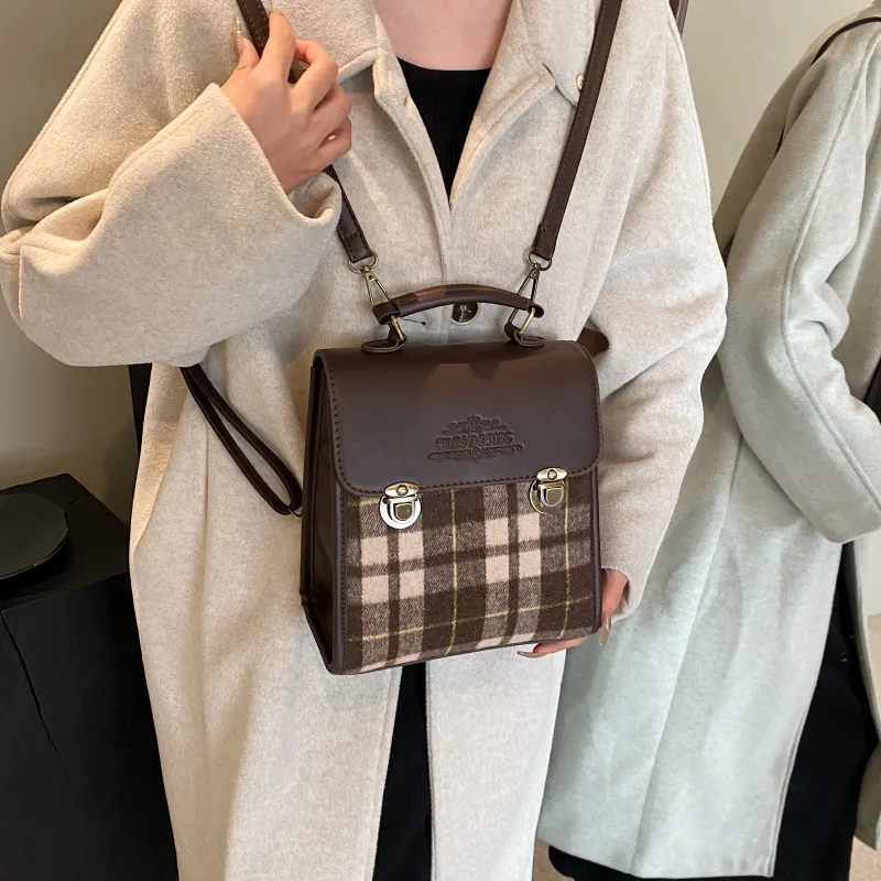 ROUNDOT PU Handbag Shoulder Bag Backpack Regular Women's Khaki/Coffee/Brown-11