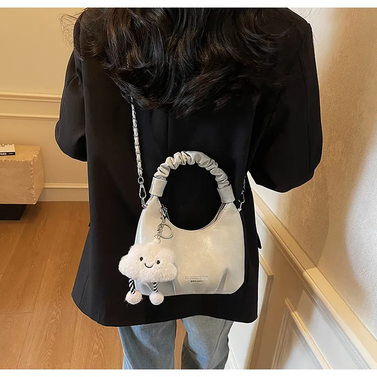 ROUNDOT PU Crossbody One Shoulder Handbags Regular Women's White/Ecru/Black/Pink-3