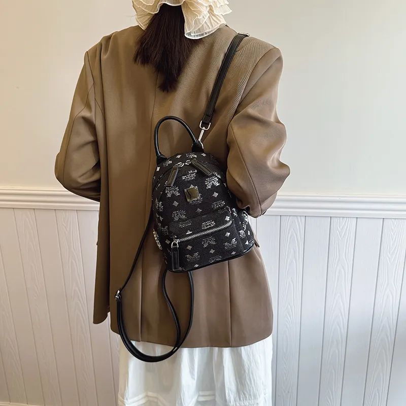 ROUNDOT PU Backpack Women's White/Coffee/Black-5