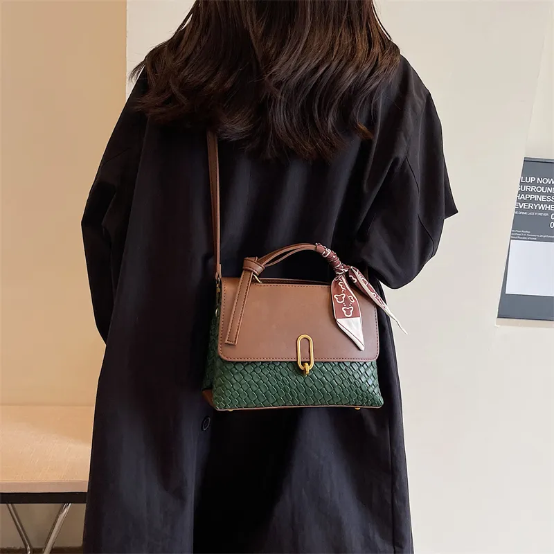 ROUNDOT PU Crossbody Bags Shoulder Bags Women's Coffee & Green/Brown & White/Black/Coffee-1