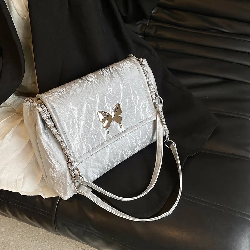 ROUNDOT PU Tote Bag Shoulder Bag Regular Women's White/Black/Silver/Pink/Green-17
