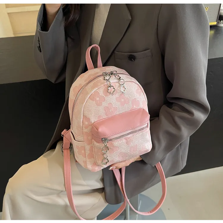 ROUNDOT PU Backpack Regular Women's Ecru/Black/Pink-15