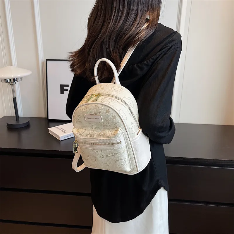 ROUNDOT PU Backpacks Backpack Regular Women's Ecru/Black/Blue/Pink/Brown-6