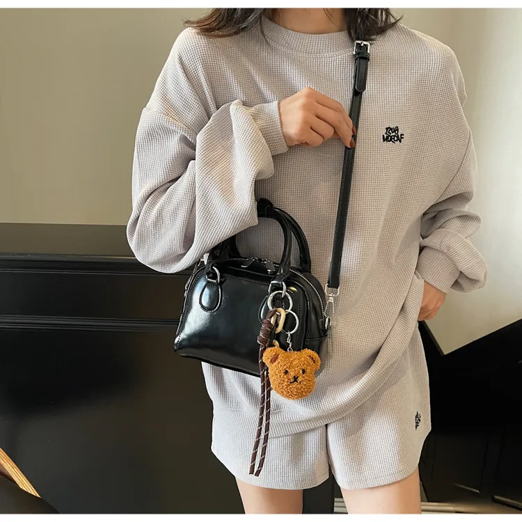 ROUNDOT PU Shoulder Bag Crossbody Bag Handbag Regular Women's Ecru Black/Khaki/Light Brown-12