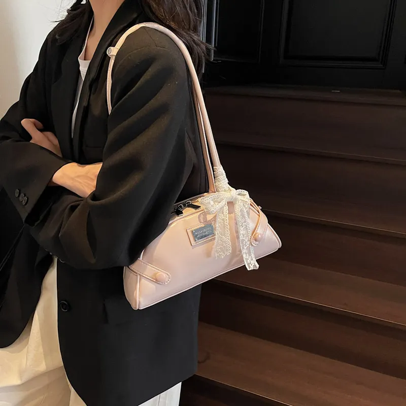 ROUNDOT PU Handbag Shoulder Bag Regular Women's Ecru/Black/Coffee/Blue/Pink-32
