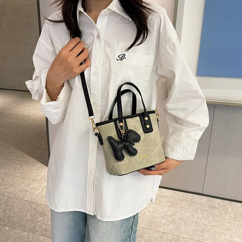 ROUNDOT Tote Bag Shopping Bag Handbag PU Women's Blue/Gray Brown/Black/Gray Black/Pink-17