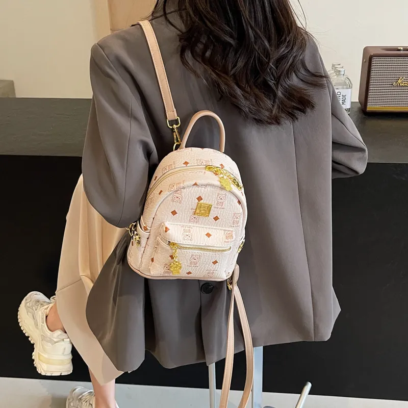 ROUNDOT PU Backpack Women's Ecru/Pink/Brown-2