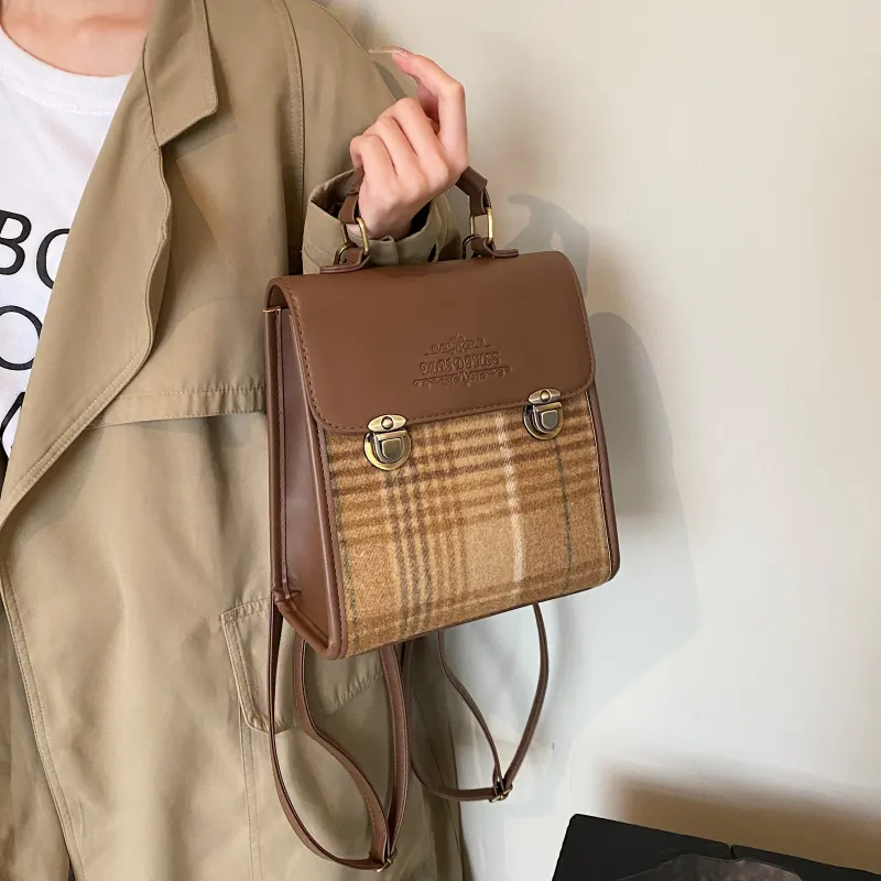 ROUNDOT PU Handbag Shoulder Bag Backpack Regular Women's Khaki/Coffee/Brown-1
