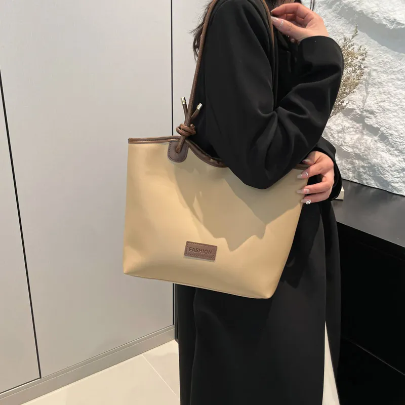 ROUNDOT PU Tote Bag Shoulder Bag Regular Women's White/Black/Khaki/Brown-16