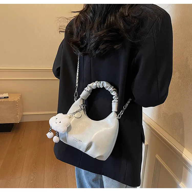 ROUNDOT PU Crossbody One Shoulder Handbags Regular Women's White/Ecru/Black/Pink-5