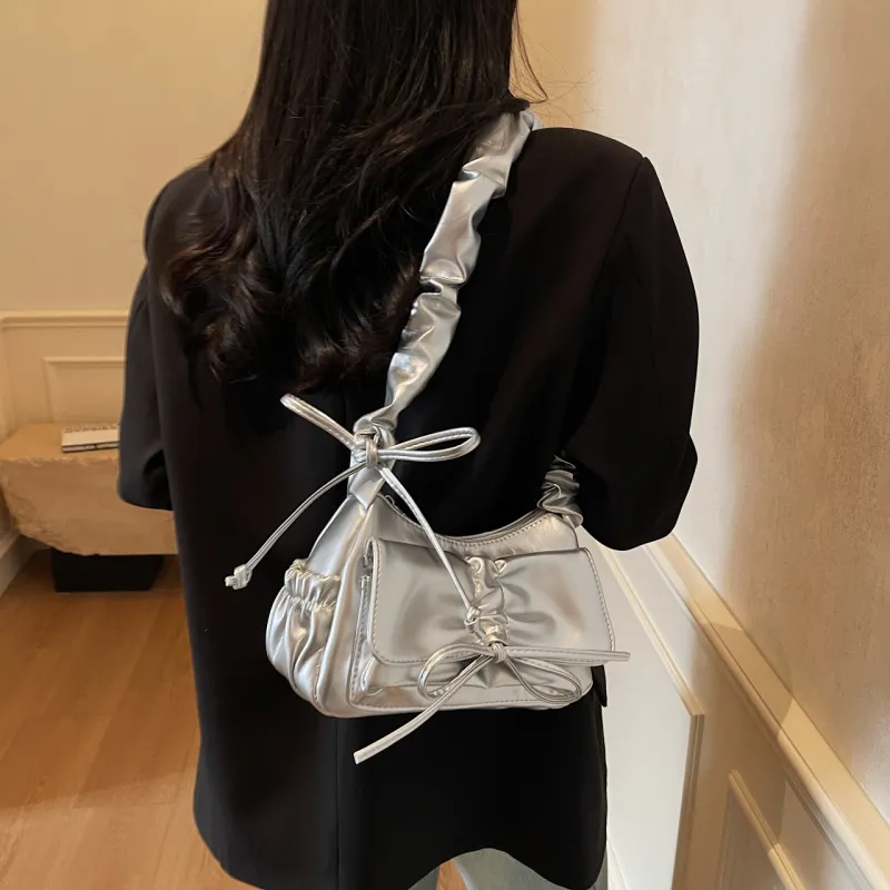 ROUNDOT PU Shoulder Bag Crossbody Bag Women's White/Silver/Black/Red-23