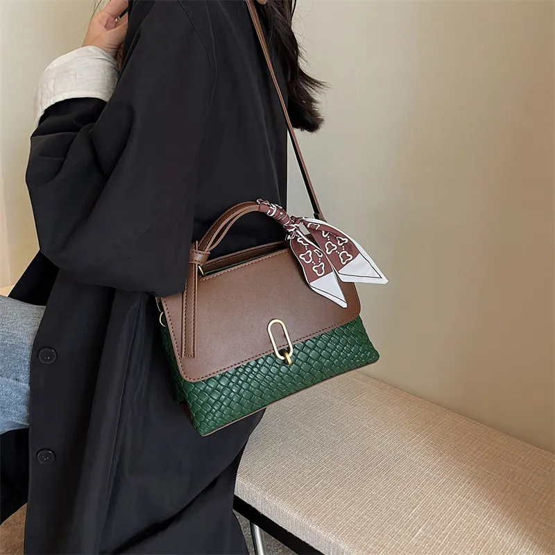 ROUNDOT PU Crossbody Bags Shoulder Bags Women's Coffee & Green/Brown & White/Black/Coffee-6