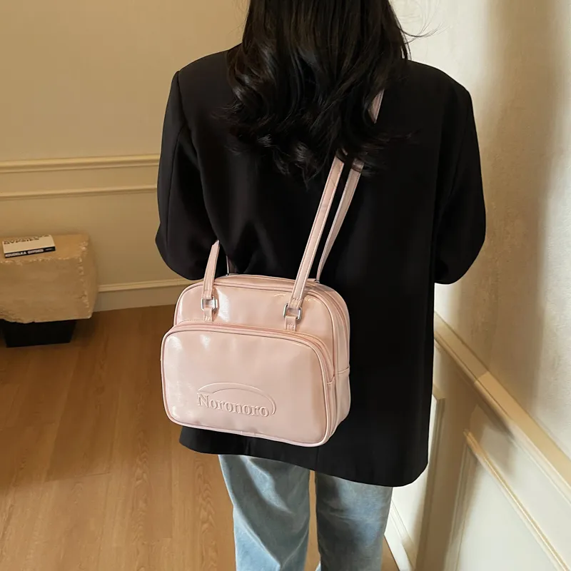 ROUNDOT PU Shoulder Bag Backpack Women's White/Black/Blue/Pink-25