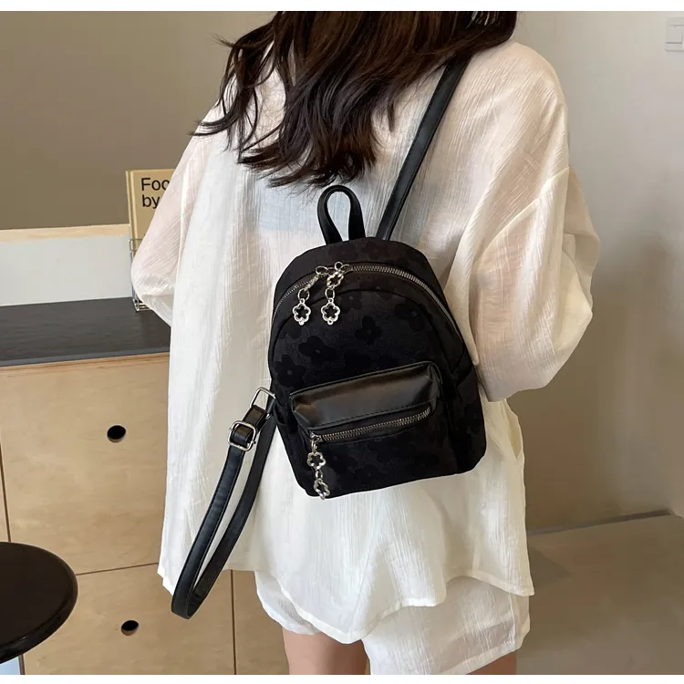 ROUNDOT PU Backpack Regular Women's Ecru/Black/Pink-12