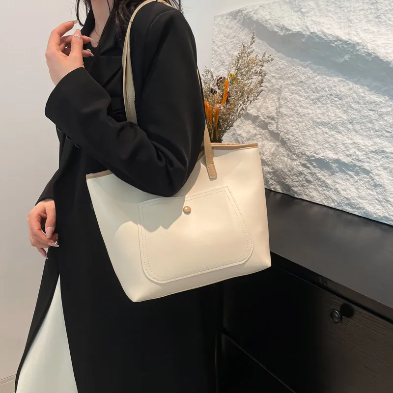 ROUNDOT PU Shoulder Bag Tote Regular Women's White/Black/Khaki/Brown-4