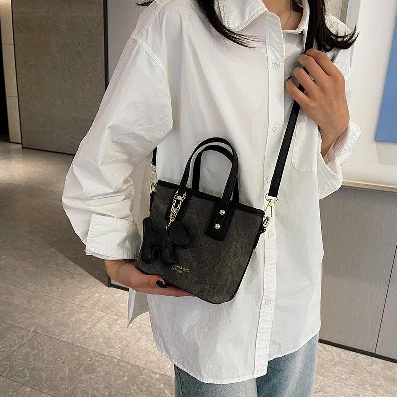 ROUNDOT Tote Bag Shopping Bag Handbag PU Women's Blue/Gray Brown/Black/Gray Black/Pink-12
