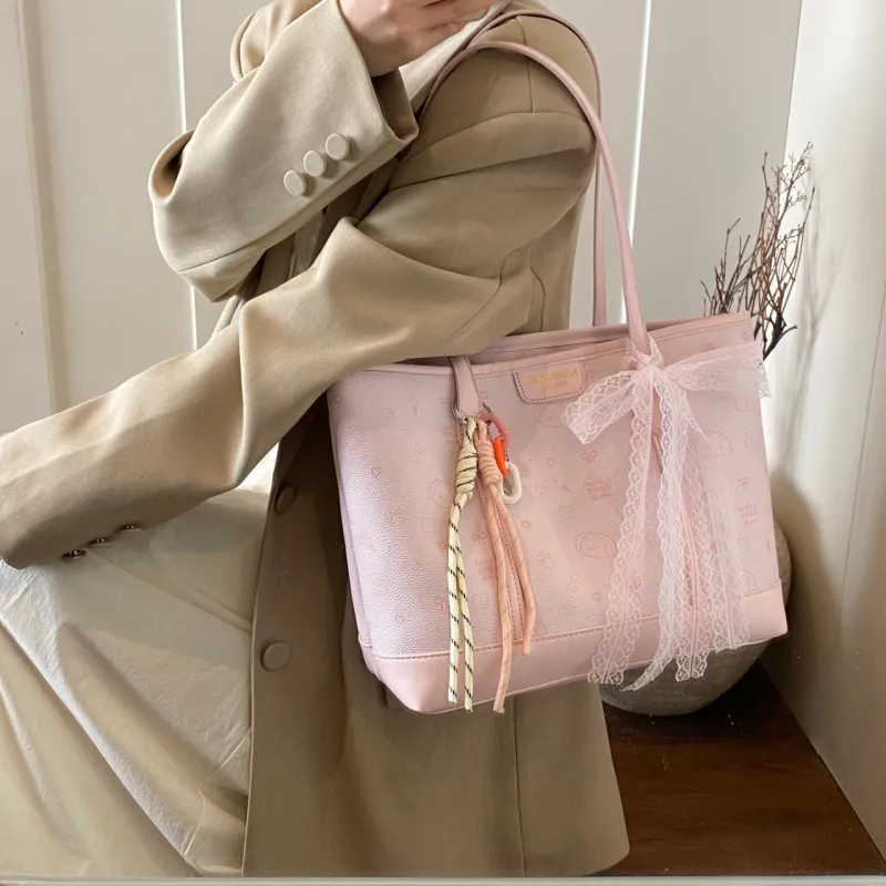 ROUNDOT PU Shoulder Bag Regular Women's Ecru/Pink/Coffee-12