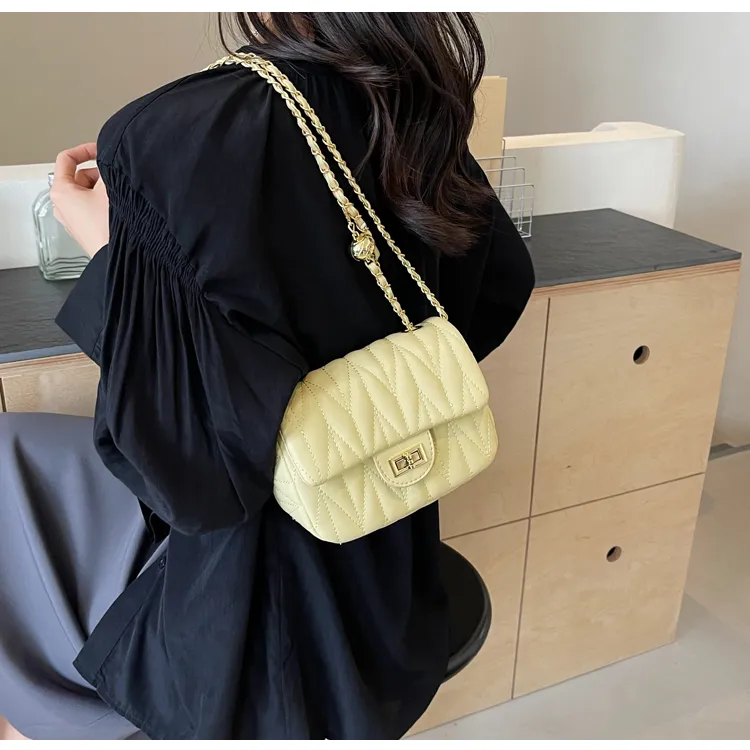 ROUNDOT PU Crossbody Bag Women's Ecru/Black/Yellow/Pink-23