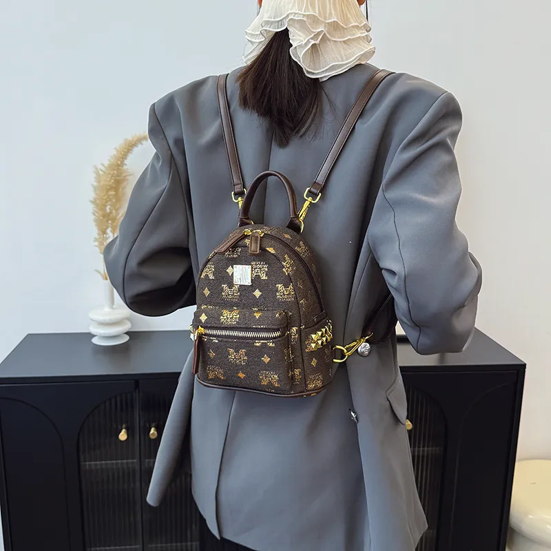 ROUNDOT PU Backpack Women's White/Coffee/Black-20