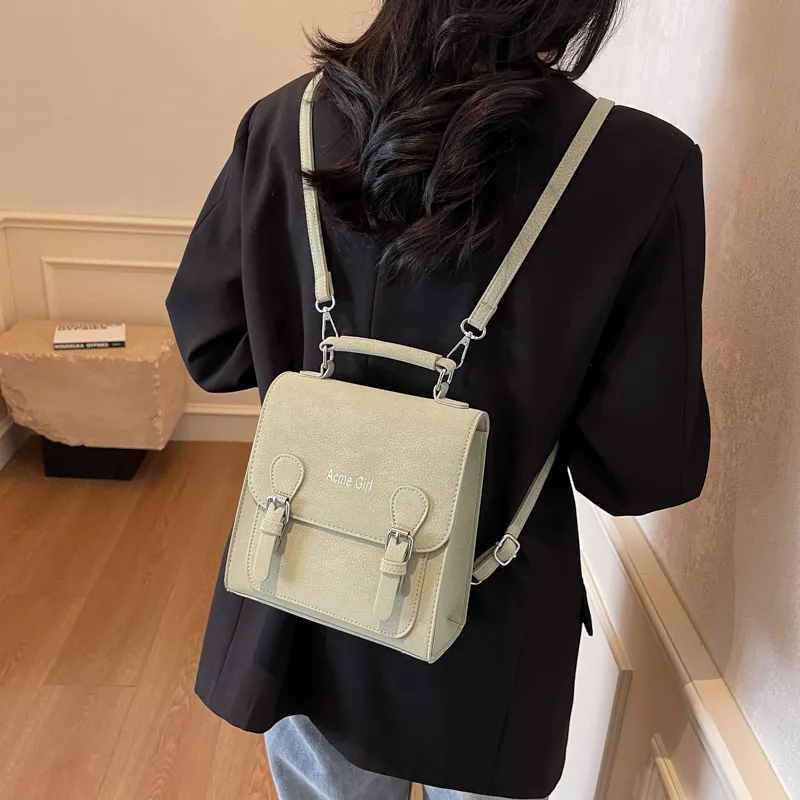 ROUNDOT PU Backpack Regular Women's Ecru/Black/Light Green/Pink-17