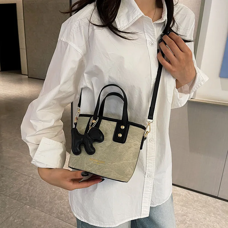 ROUNDOT Tote Bag Shopping Bag Handbag PU Women's Blue/Gray Brown/Black/Gray Black/Pink-19