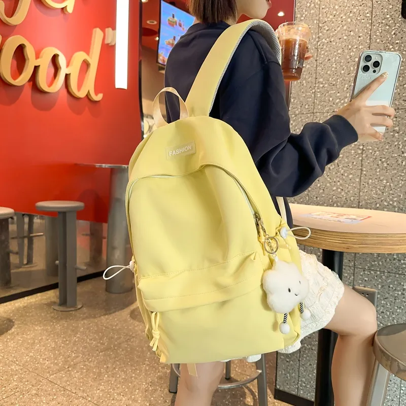 ROUNDOT Nylon Backpack Unisex Mint Green/Black/Lotus Color/Lemon/Lake Blue-21