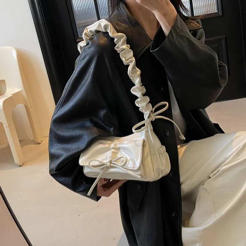 ROUNDOT PU Shoulder Bag Crossbody Bag Women's White/Silver/Black/Red-5