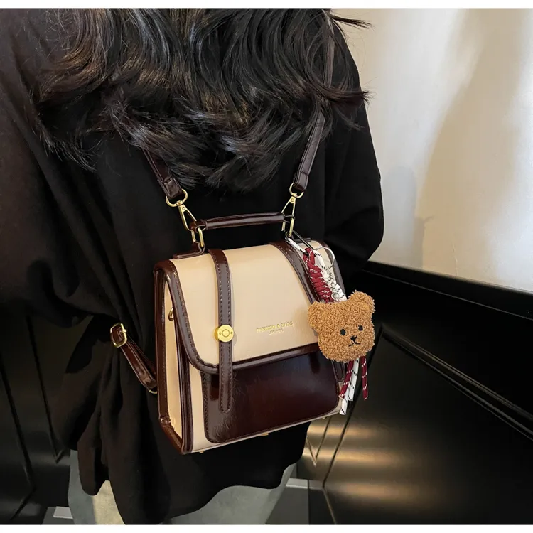 ROUNDOT PU Backpack Regular Women's Ecru/Black/Burgundy/Coffee-3