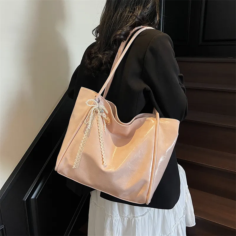 ROUNDOT PU Tote Bag Shoulder Bag Regular Women's White/Black/Pink-9