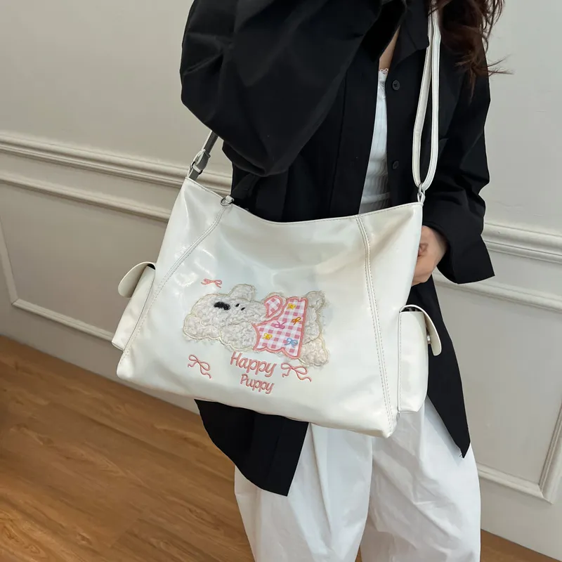 ROUNDOT PU Crossbody Bag Tote Regular Women's White/Black/Blue/Pink-4
