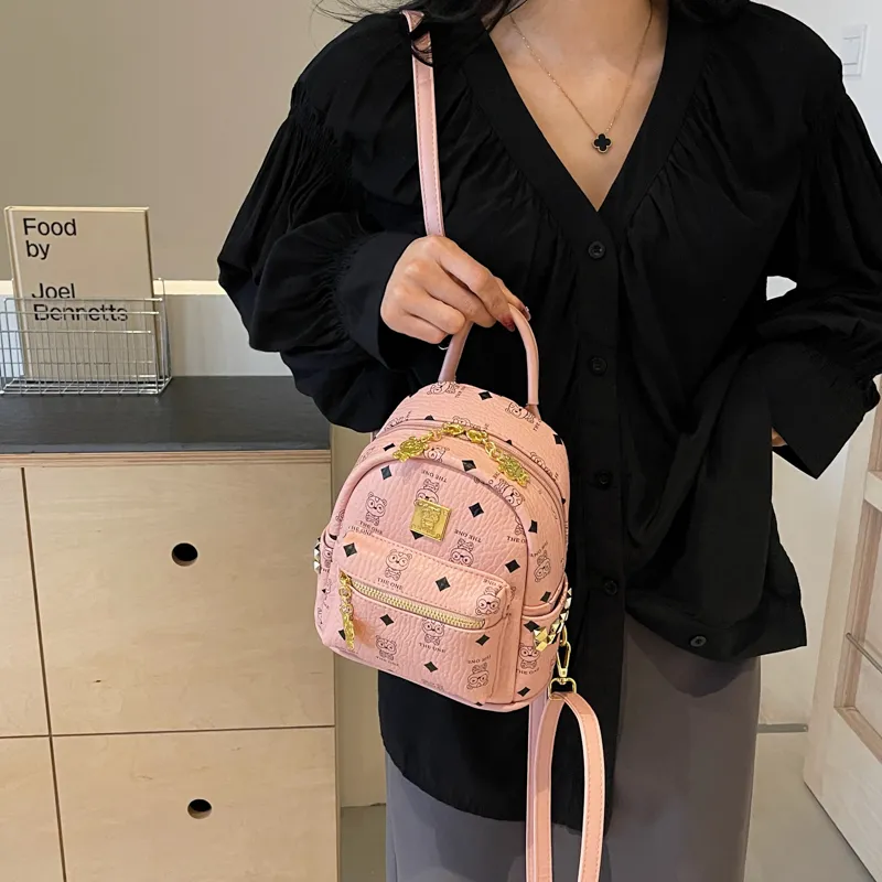 ROUNDOT PU Backpack Women's Ecru/Pink/Brown-13