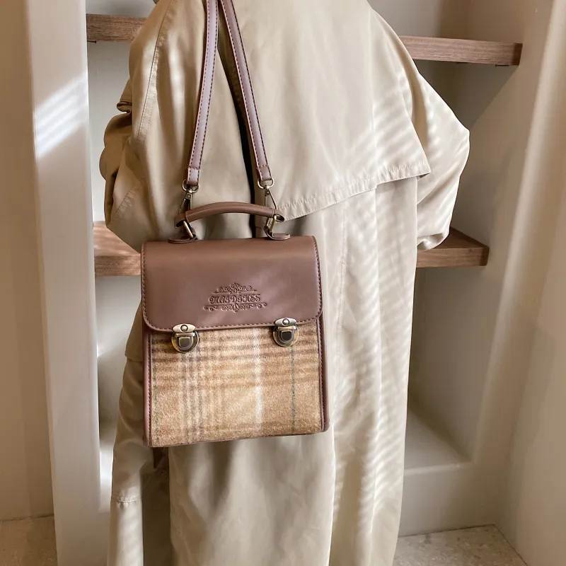 ROUNDOT PU Handbag Shoulder Bag Backpack Regular Women's Khaki/Coffee/Brown-5
