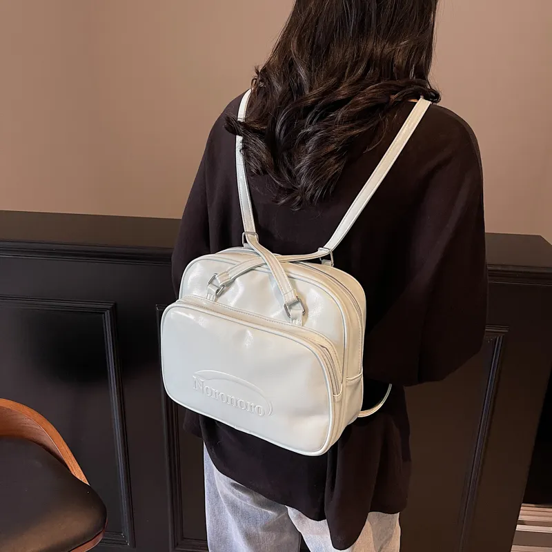 ROUNDOT PU Shoulder Bag Backpack Women's White/Black/Blue/Pink-7