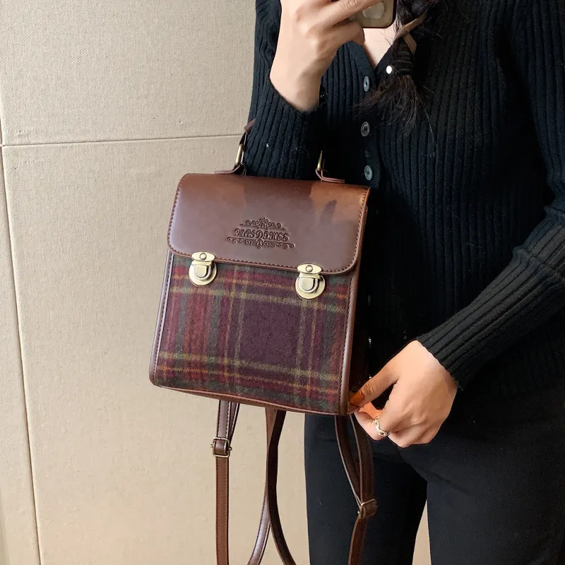 ROUNDOT PU Handbag Shoulder Bag Backpack Regular Women's Khaki/Coffee/Brown-20
