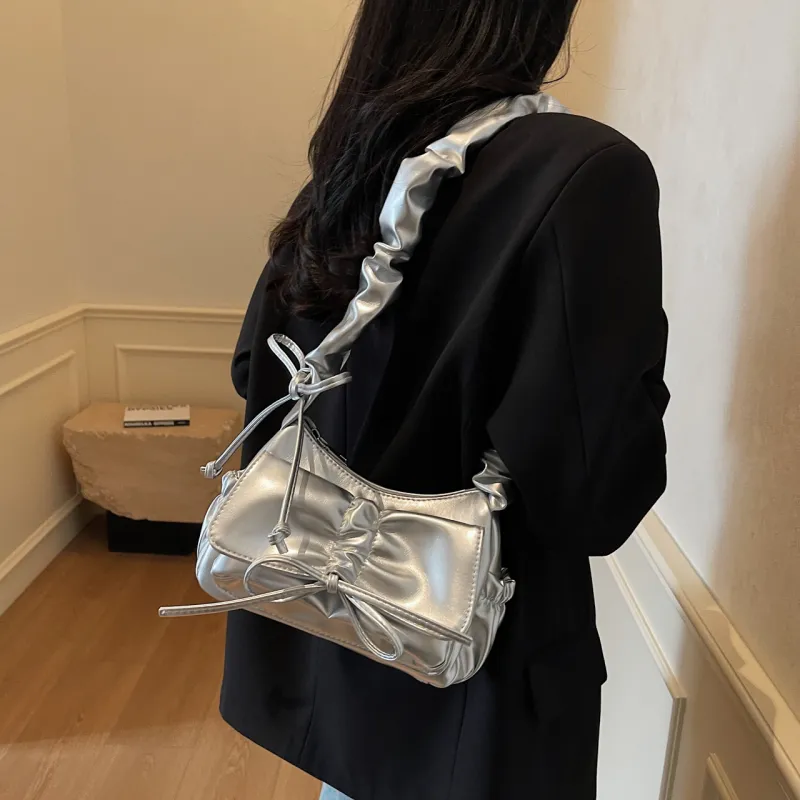 ROUNDOT PU Shoulder Bag Crossbody Bag Women's White/Silver/Black/Red-24